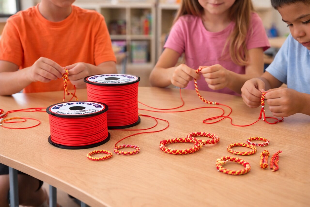 Neon Plastic Craft Lanyard Cord – 100 Yards | Assorted Neon Colors for Bracelets, Keychains, Camp & Classroom Crafts